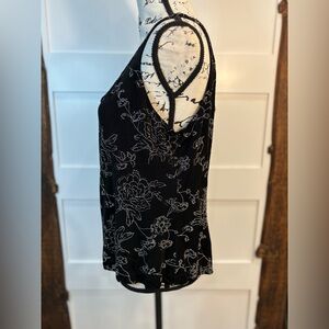 Alex Evenings Black Glitter Floral Camisole – XL, Sleeveless Party Top